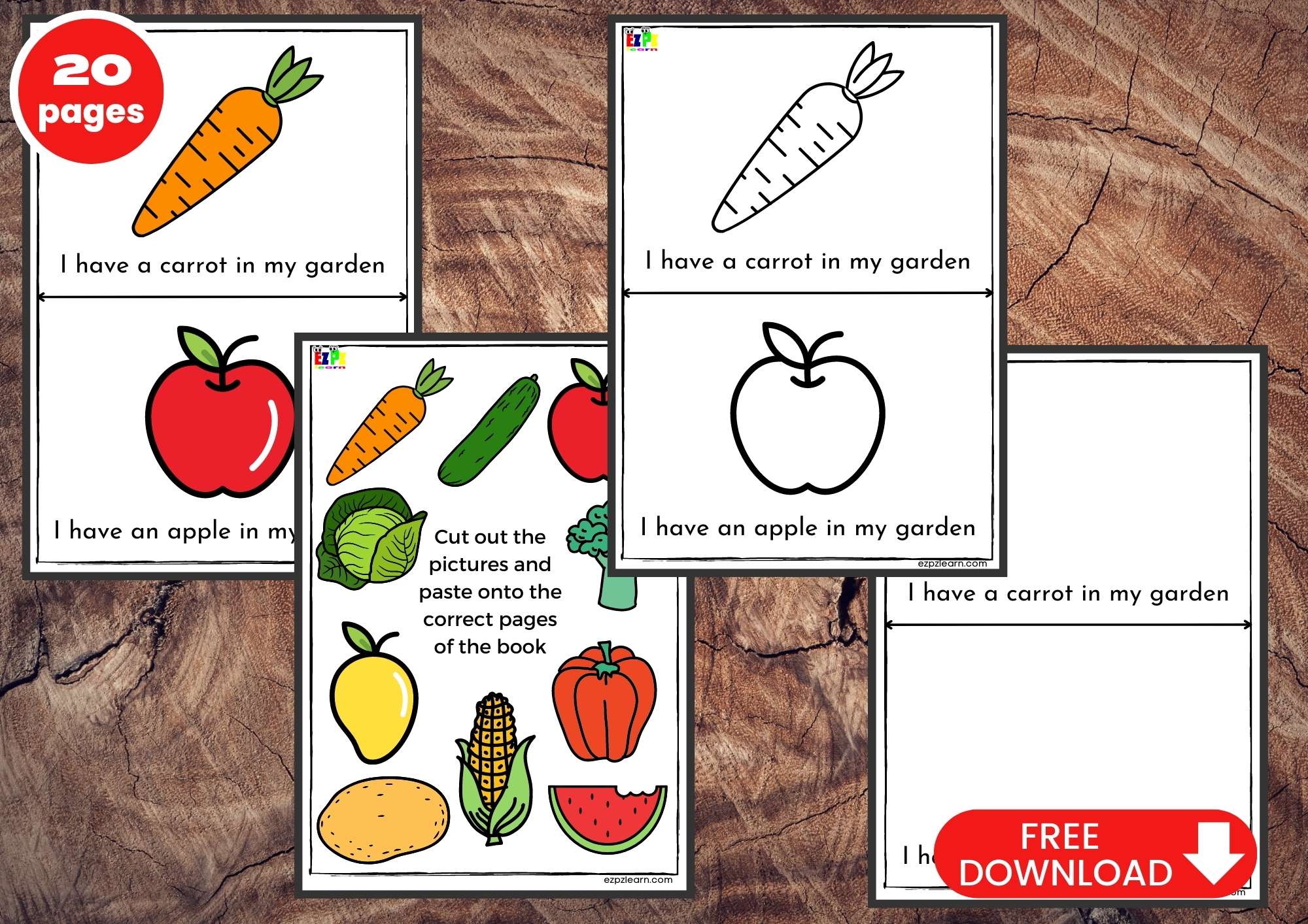 My Garden Coloring and Cut and Paste Activity